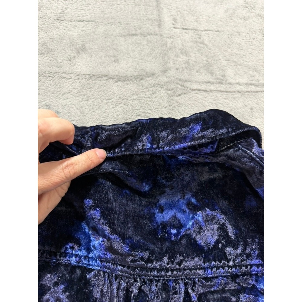 Pilcro Anthropologie Button Up Shirt Women US 6 Blue Velvet Abstract Top - Picture 12 of 12